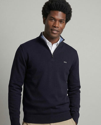 Half-zip trui cotton cashmere donkerblauw