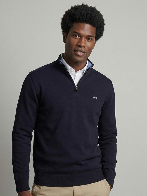 Half-zip trui cotton cashmere donkerblauw