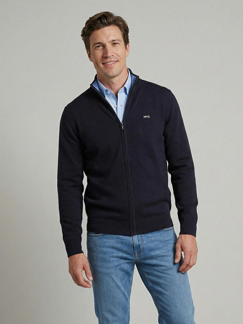 Vest cotton cashmere donkerblauw