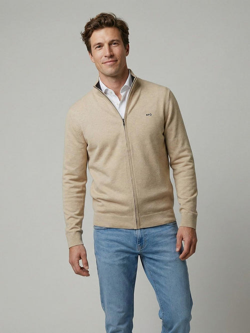 Vest cotton cashmere sand