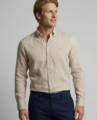 Overhemd cotton linen ecru