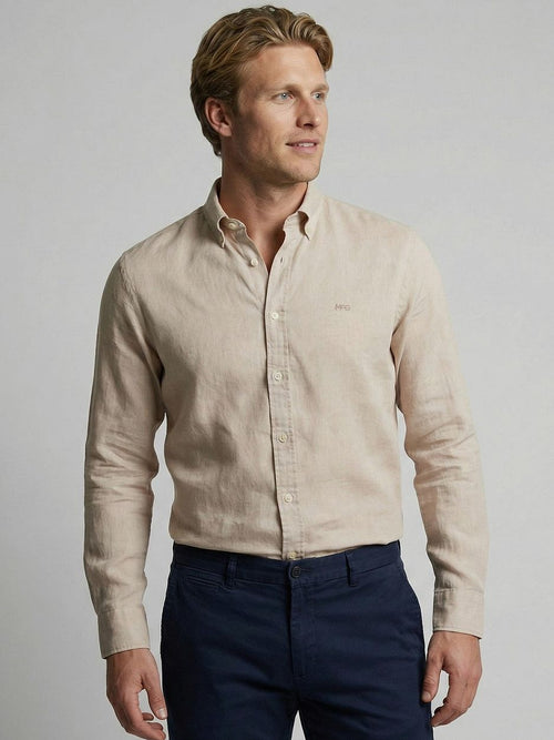 Overhemd cotton linen ecru