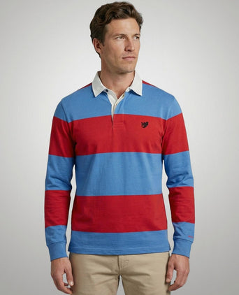 Rugbyshirt streep blauw rood