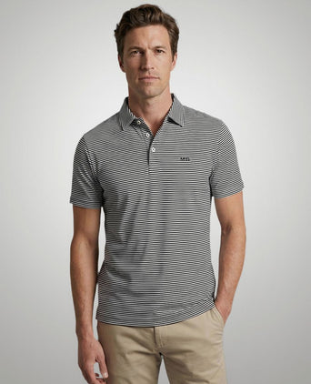 Jersey polo stripe donkerblauw
