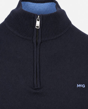 halve rits trui donkerblauw