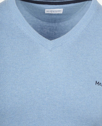 McGregor trui merino blend v-hals ice blauw | Regular-fit