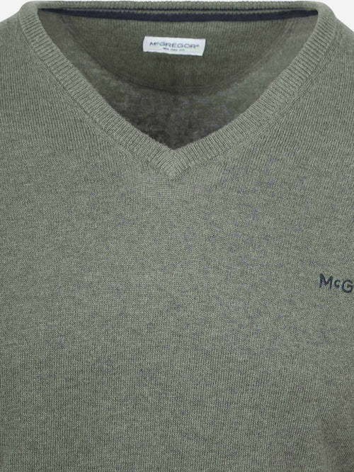 Trui merino blend v-hals sage groen