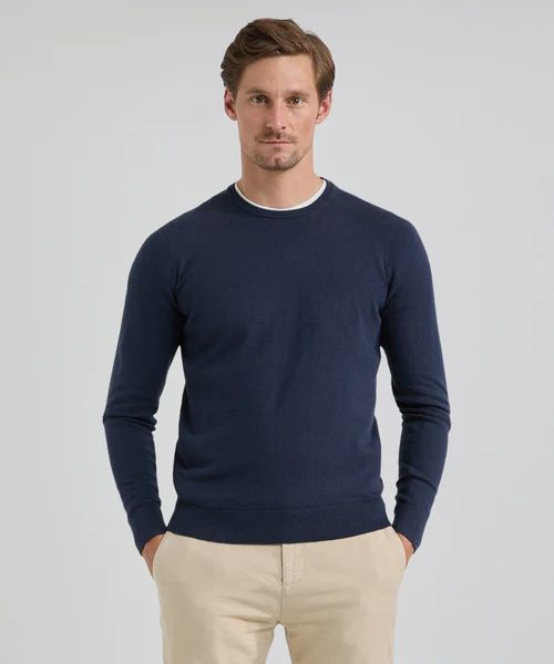 Trui merino blend donkerblauw