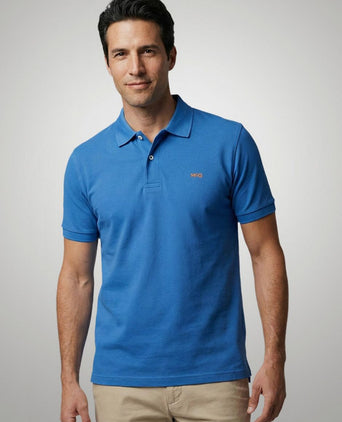 Piqué polo kobalt blauw