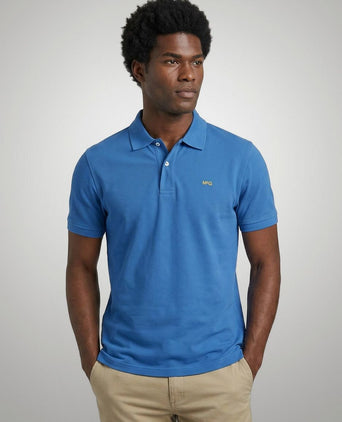 Piqué polo kobalt blauw