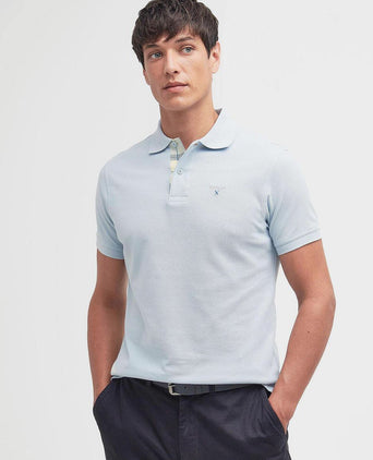 Tartan pique polo lichtblauw
