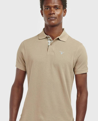 Tartan pique polo beige