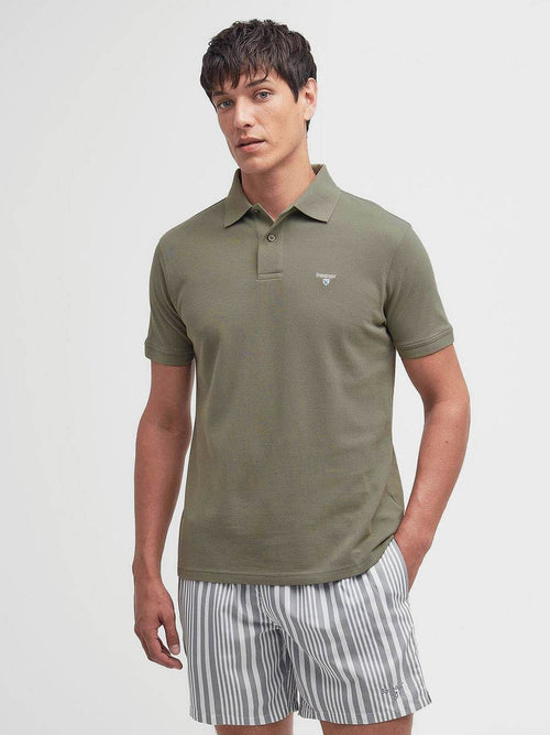 Pique polo dusty groen