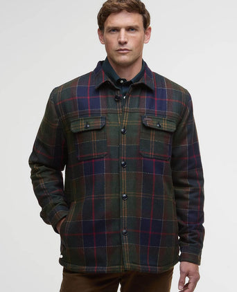 Barbour overshirt wool blend ruit willberry olive | Regular-fit