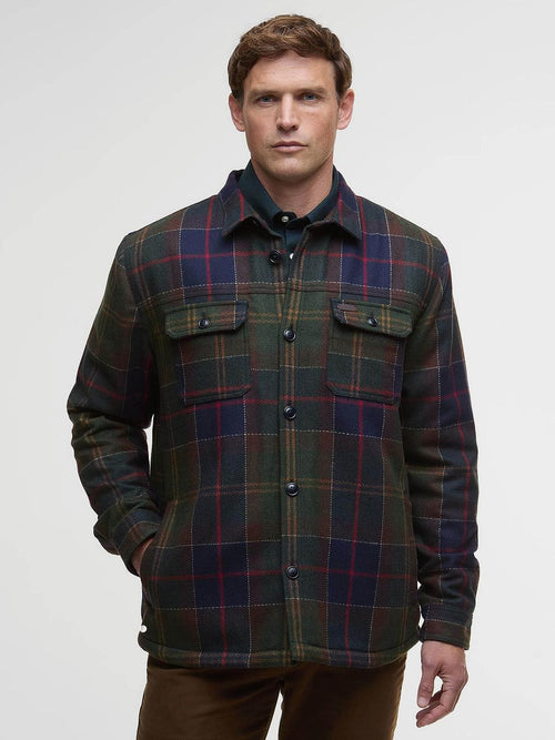 Barbour overshirt wool blend ruit willberry olive | Regular-fit