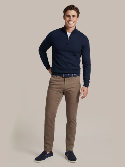 Merino halve rits trui donkerblauw