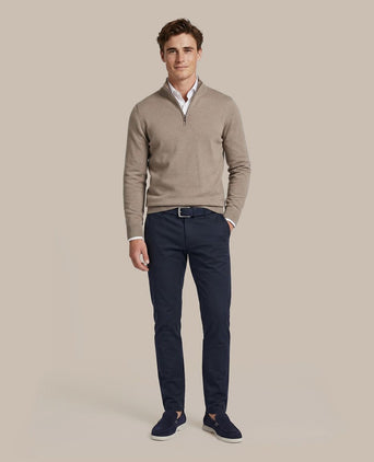 Merino halve rits trui beige