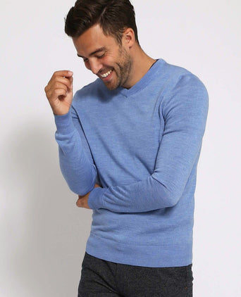 Merino pullover v-hals lichtblauw