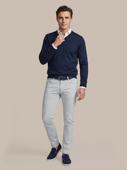 Merino pullover v-hals donkerblauw