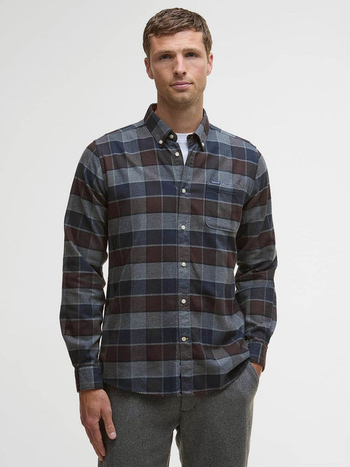 Barbour valley overhemd ruit antraciet bruin