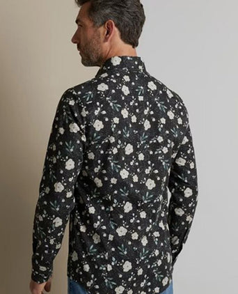 Overhemd bloemen zwart