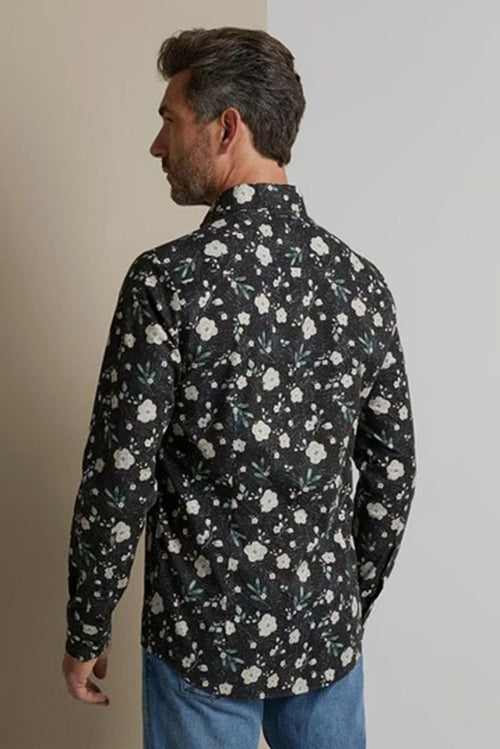 Overhemd bloemen zwart