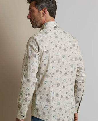 Overhemd bloemen beige
