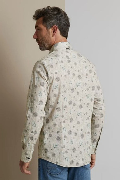 Overhemd bloemen beige