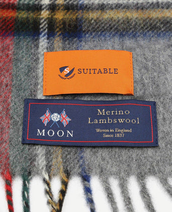 Sjaal ruit merino wol grijs multicolour