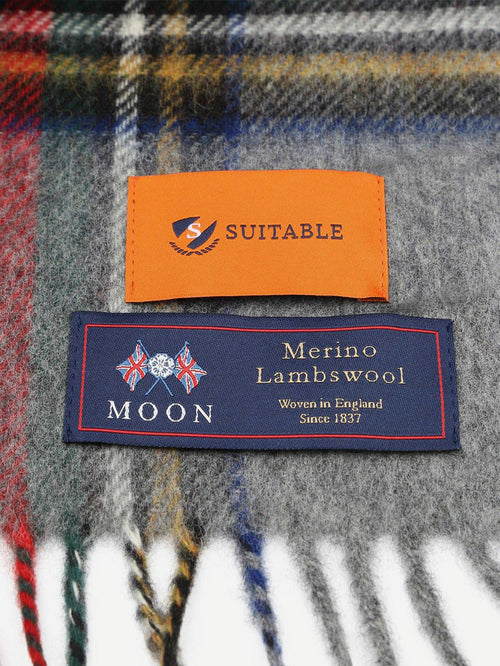 Sjaal ruit merino wol grijs multicolour