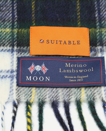 Suitable sjaal ruit merino wol donkerblauw multicolour