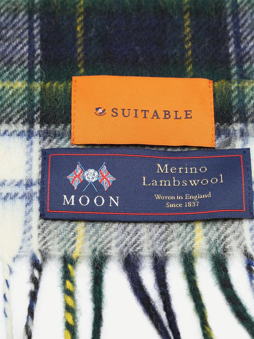 Suitable sjaal ruit merino wol donkerblauw multicolour