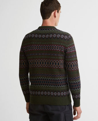 Fairisle trui wol donkergroen