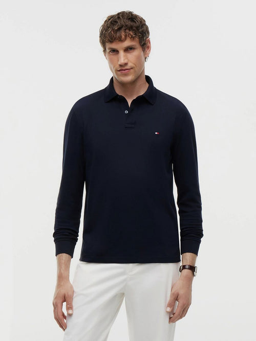 Poloshirt long sleeve donkerblauw