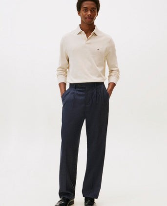 Tommy Hilfiger longsleeve polo melange ecru | Slim-fit