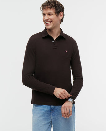 Longsleeve polo bruin