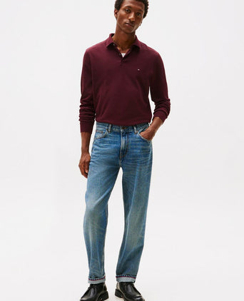 Tommy Hilfiger longsleeve polo bordeaux | Slim-fit