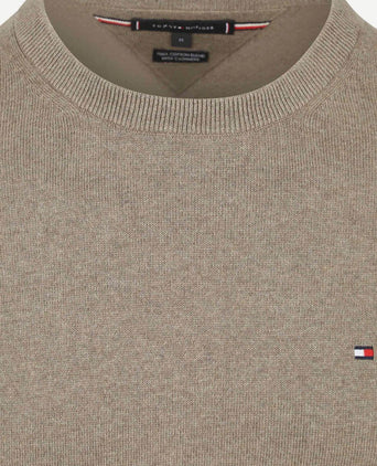 Tommy Hilfiger pullover cotton kashmir taupe | Regular-fit