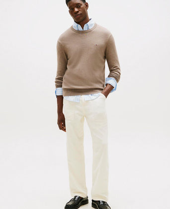 Tommy Hilfiger pullover cotton kashmir taupe | Regular-fit