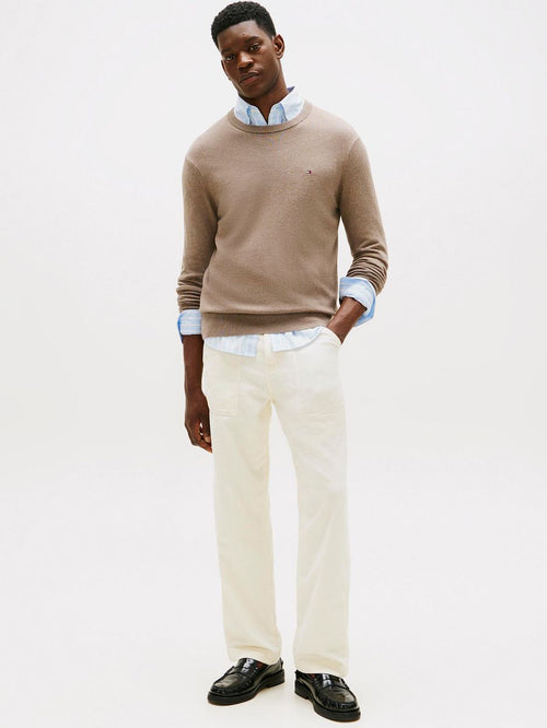 Tommy Hilfiger pullover cotton kashmir taupe | Regular-fit