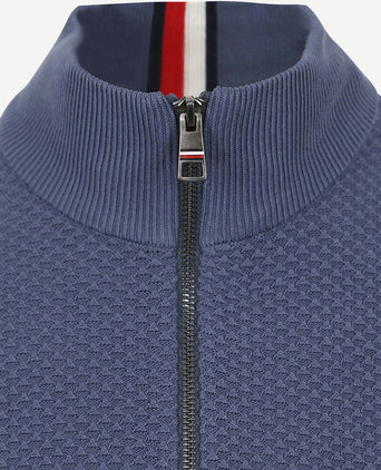 halve rits trui structuur blauw