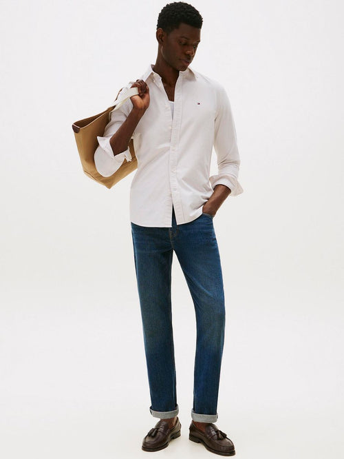 Tommy Hilfiger Oxford overhemd streep beige | Regular-fit