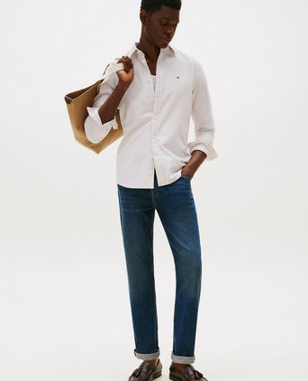 Oxford overhemd streep beige