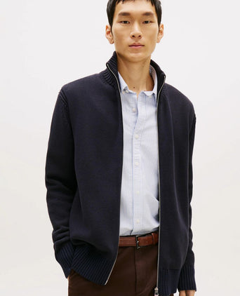 Vest mouliné donkerblauw