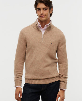 Pullover halve rits lambswool safari canvas heather