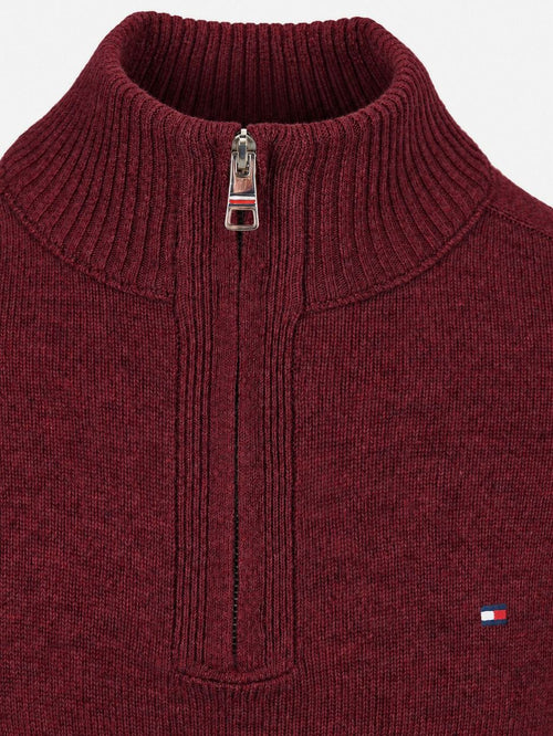 Pullover halfzip lambswool burgundy heather