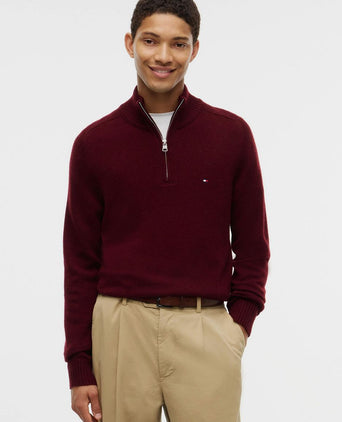 Pullover halve rits lambswool burgundy heather