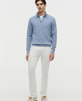 halve rits trui essential lichtblauw