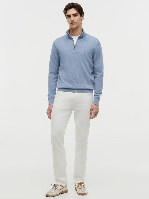 halve rits trui essential lichtblauw