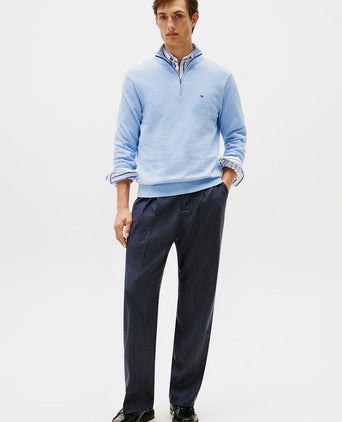 Tommy Hilfiger halve rits trui essential lichtblauw | Regular-fit